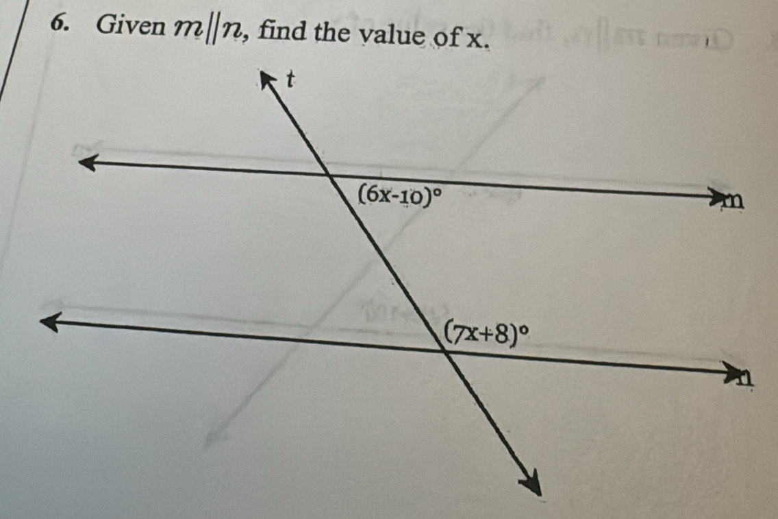 Given m||n , find the value of x.