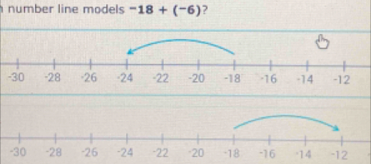 number line models -18+(-6) ?