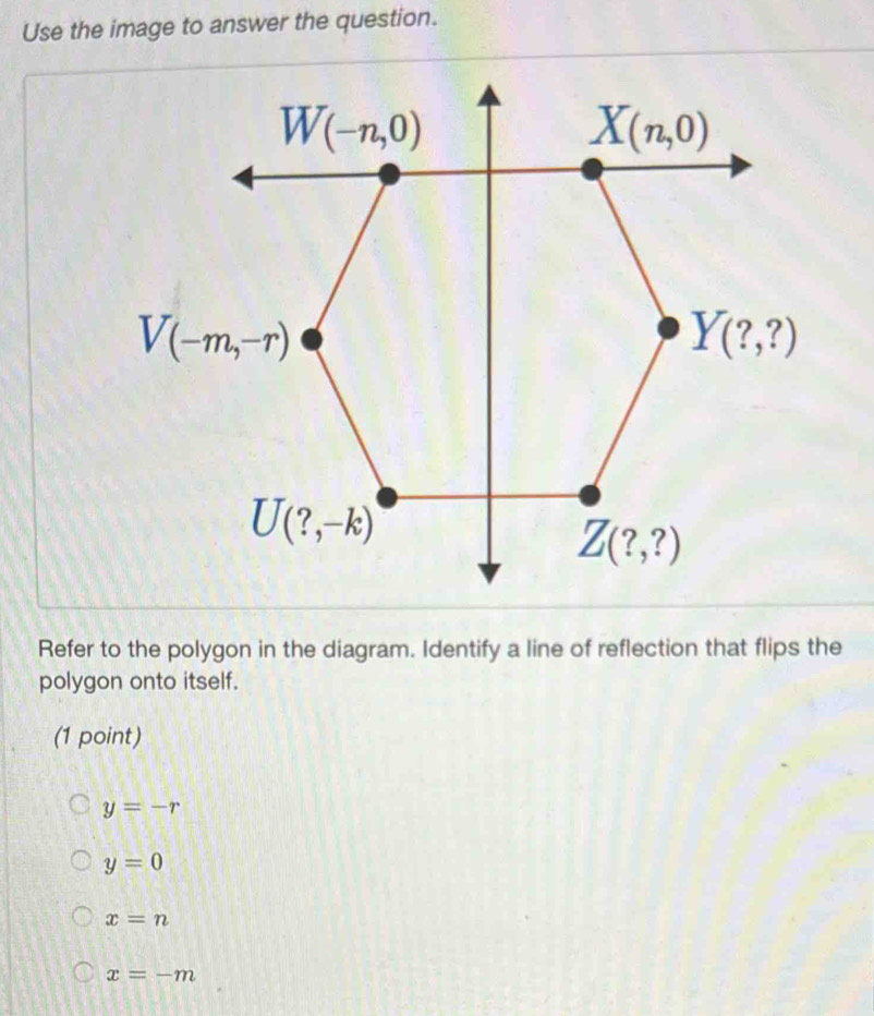 Solved: Use the image to answer the question. Refer to the polygon in ...