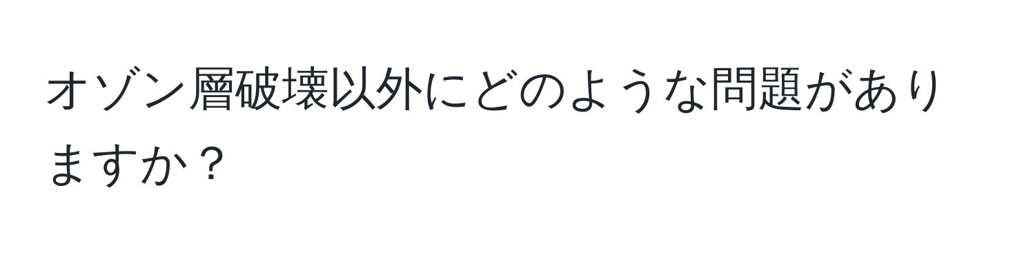 オゾン層破壊以外にどのような問題がありますか？