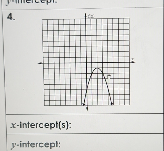 y-iercept.
4.
x-intercept(s):
y-intercept: