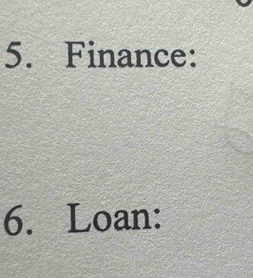 Finance: 
6. Loan: