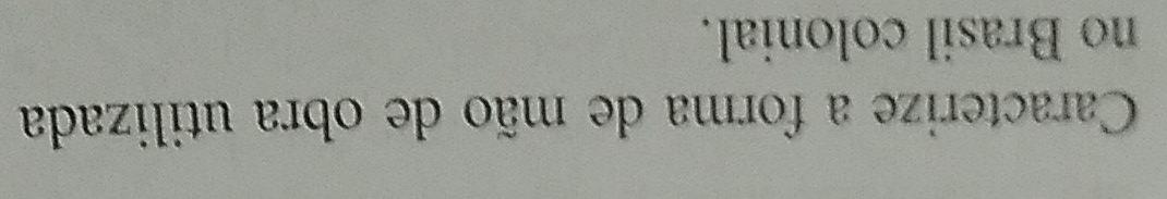 Caracterize a forma de mão de obra utilizada 
no Brasil colonial.