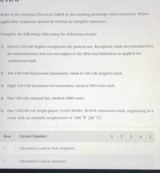 Solved: Refer to the National Electrical Code® or the working drawings ...