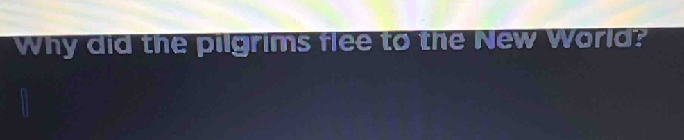 Why did the pilgrims flee to the New Warld?