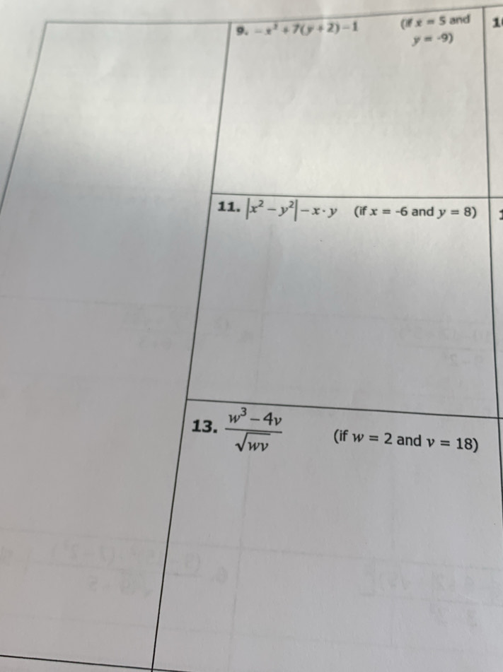 -x^2+7(y+2)-1 (ifx=5 and 1