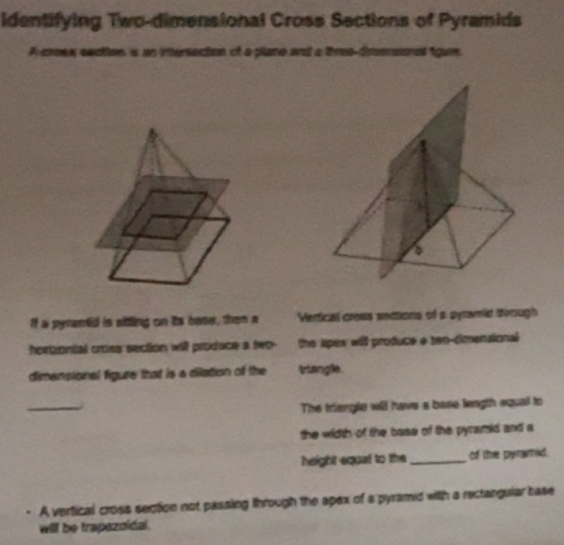 Solved: identifying Two-dimensional Cross Sections of Pyramids A cross ...