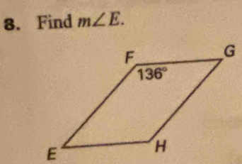 Find m∠ E.