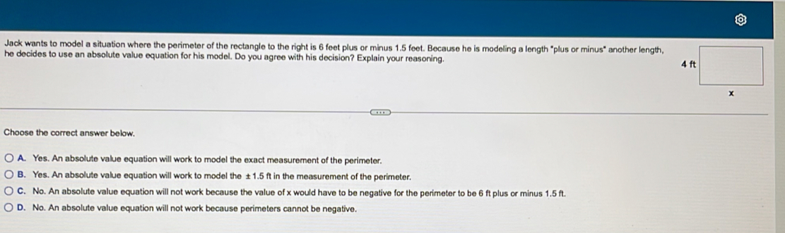 Solved: Jack wants to model a situation where the perimeter of the ...
