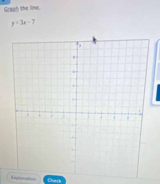 Graph the line.
y=3x-7
Explanation Check