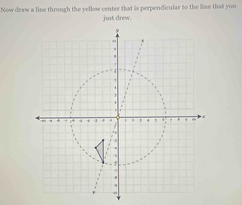 Now draw a line through the yellow center that is perpendicular to the line that you 
just drew.