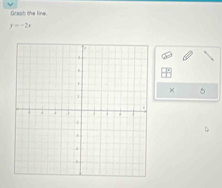 Graph the line.
y=-2x
× 5