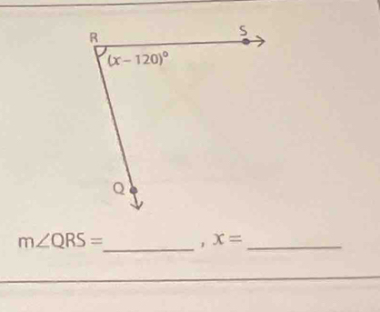 m∠ QRS=
1 x= _