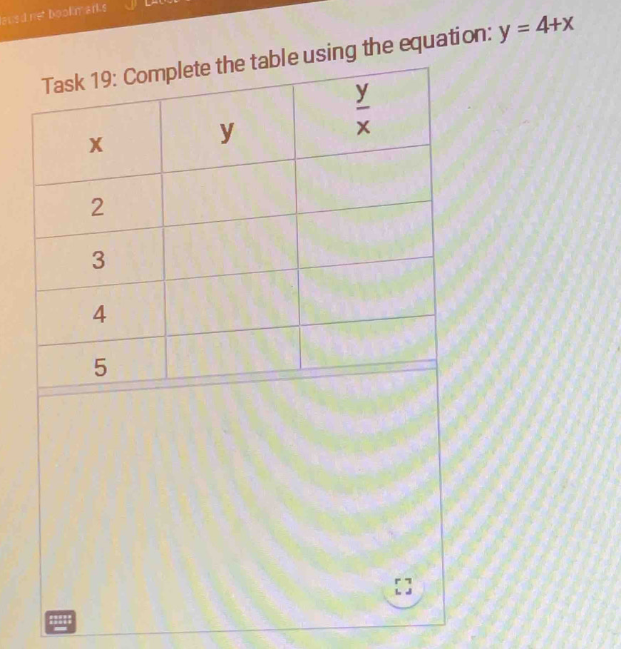 aued net bookmarks
g the equation: y=4+x