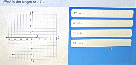 What is the length of AB?
12 units
6 units
10 units
14 units