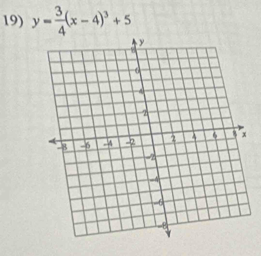 y= 3/4 (x-4)^3+5