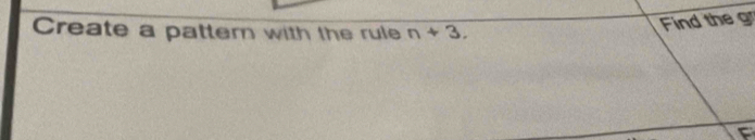 Create a pattern with the rule n+3. 
Find the g
F