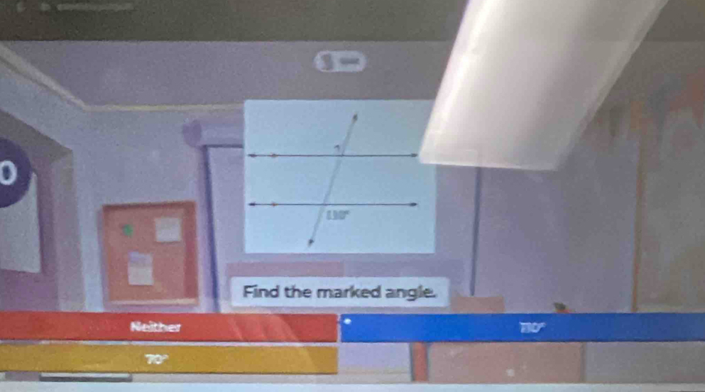 Find the marked angle.
Neither 70°
73°