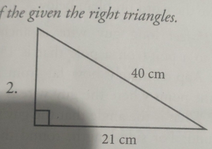 the given the right triangles.