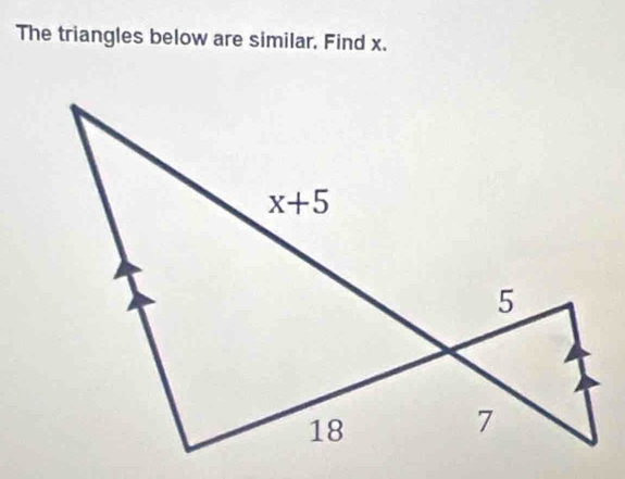 The triangles below are similar. Find x.