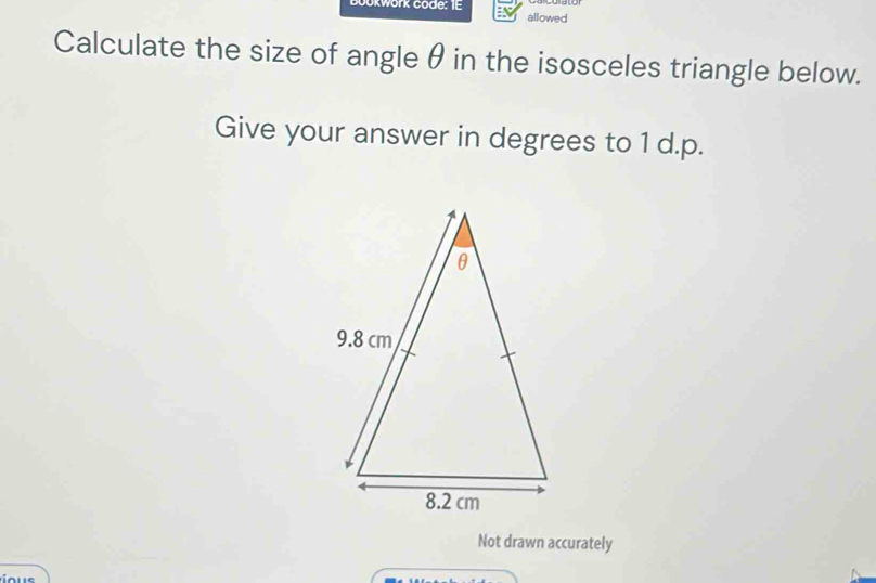 Solved: work code: IE allowed Calculate the size of angle θ in the ...