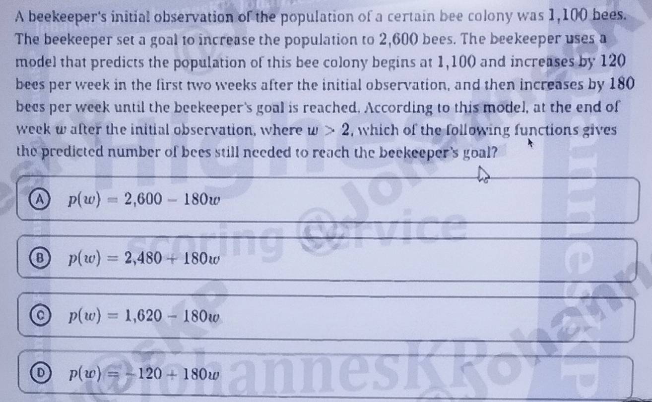 Solved: A beekeeper's initial observation of the population of a ...