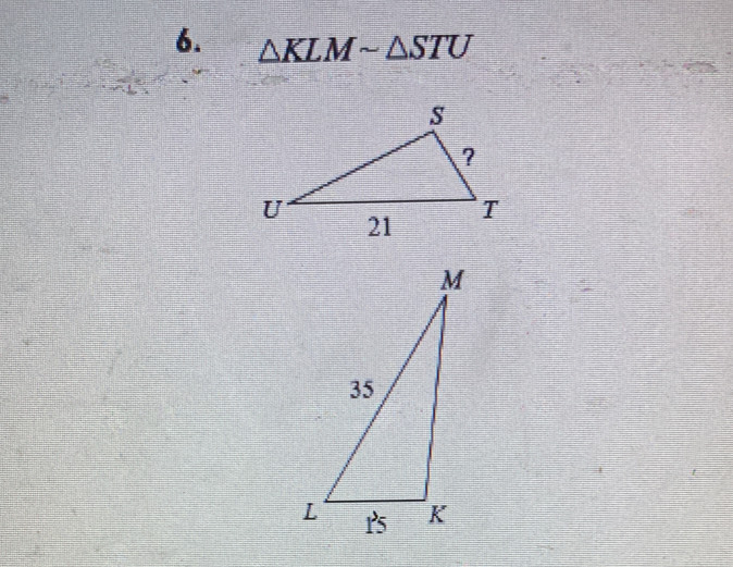 △ KLMsim △ STU