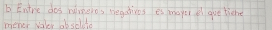 Entre dos nomeros negativos es mayor el gue tiehe 
menor valor absolota