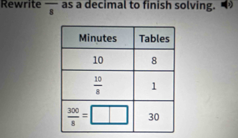 Rewrite frac 8 as a decimal to finish solving.