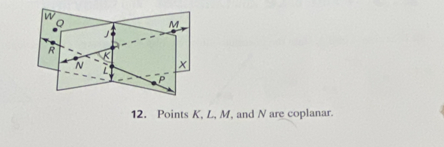 Points K, L, M, and N are coplanar.