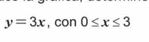 y=3x , con 0≤ x≤ 3