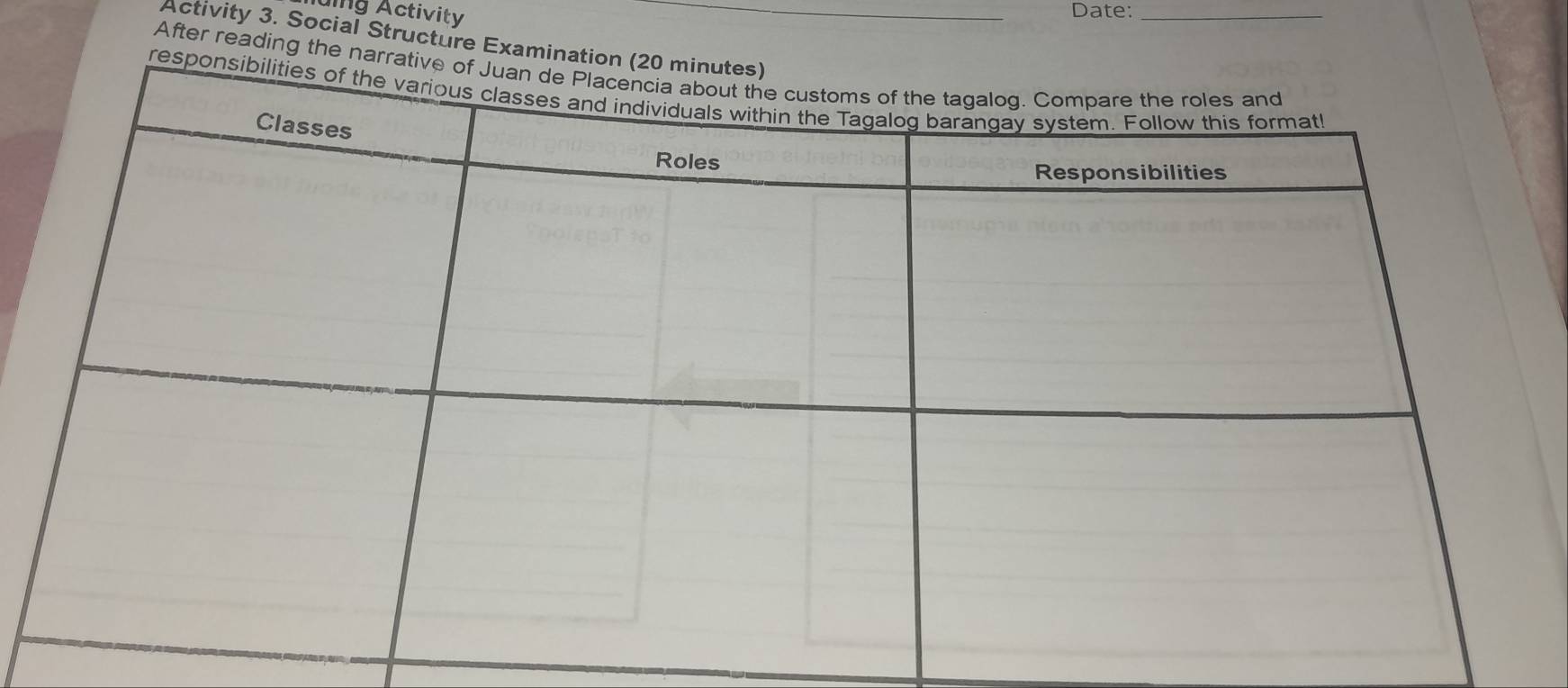 ng Activity 
_ 
Date:_ 
Activity 3. Social Structure Ex 
After reading