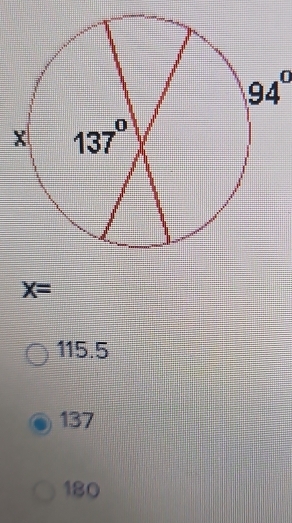 94°
X=
115.5
137
180