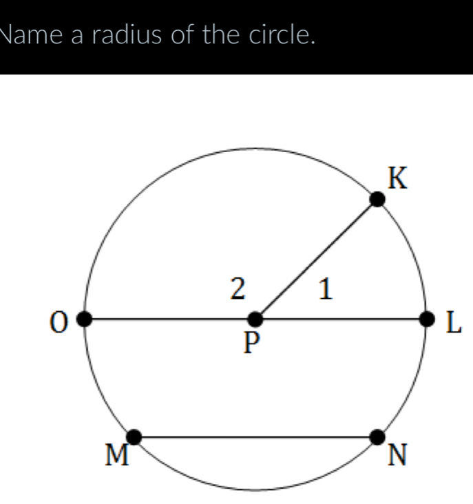 Name a radius of the circle.
L