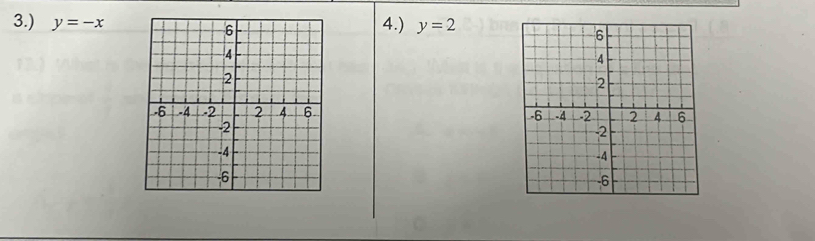 3.) y=-x 4.) y=2