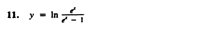 y=ln  e^x/e^x-1 