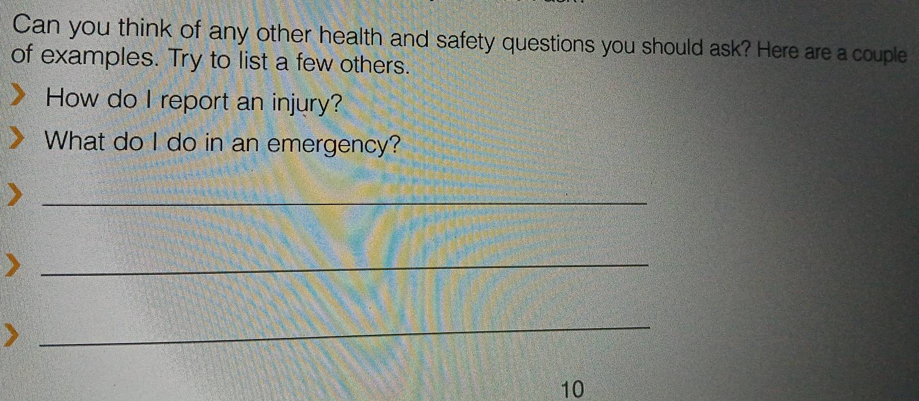 Solved: Can you think of any other health and safety questions you ...