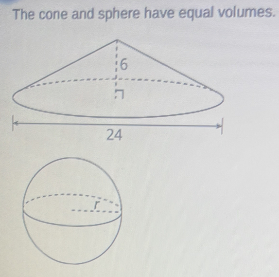 The cone and sphere have equal volumes.