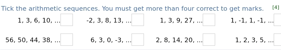 Solved: Tick the arithmetic sequences. You must get more than four ...