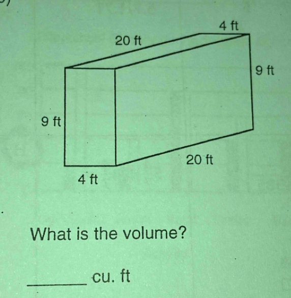 What is the volume? 
_cu. ft