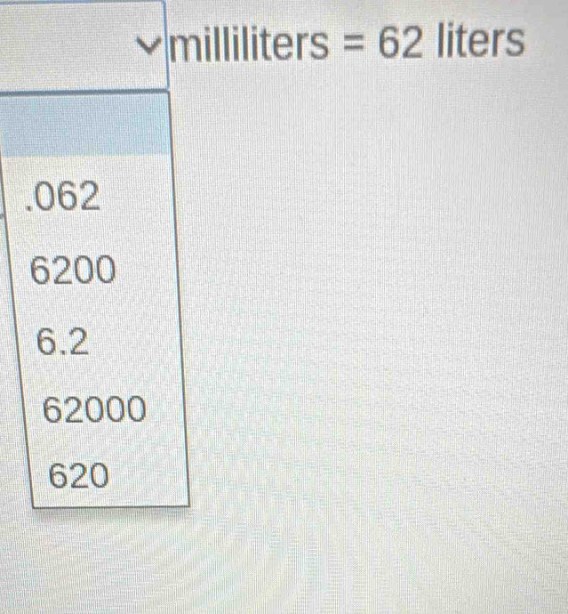 liters =62 liters