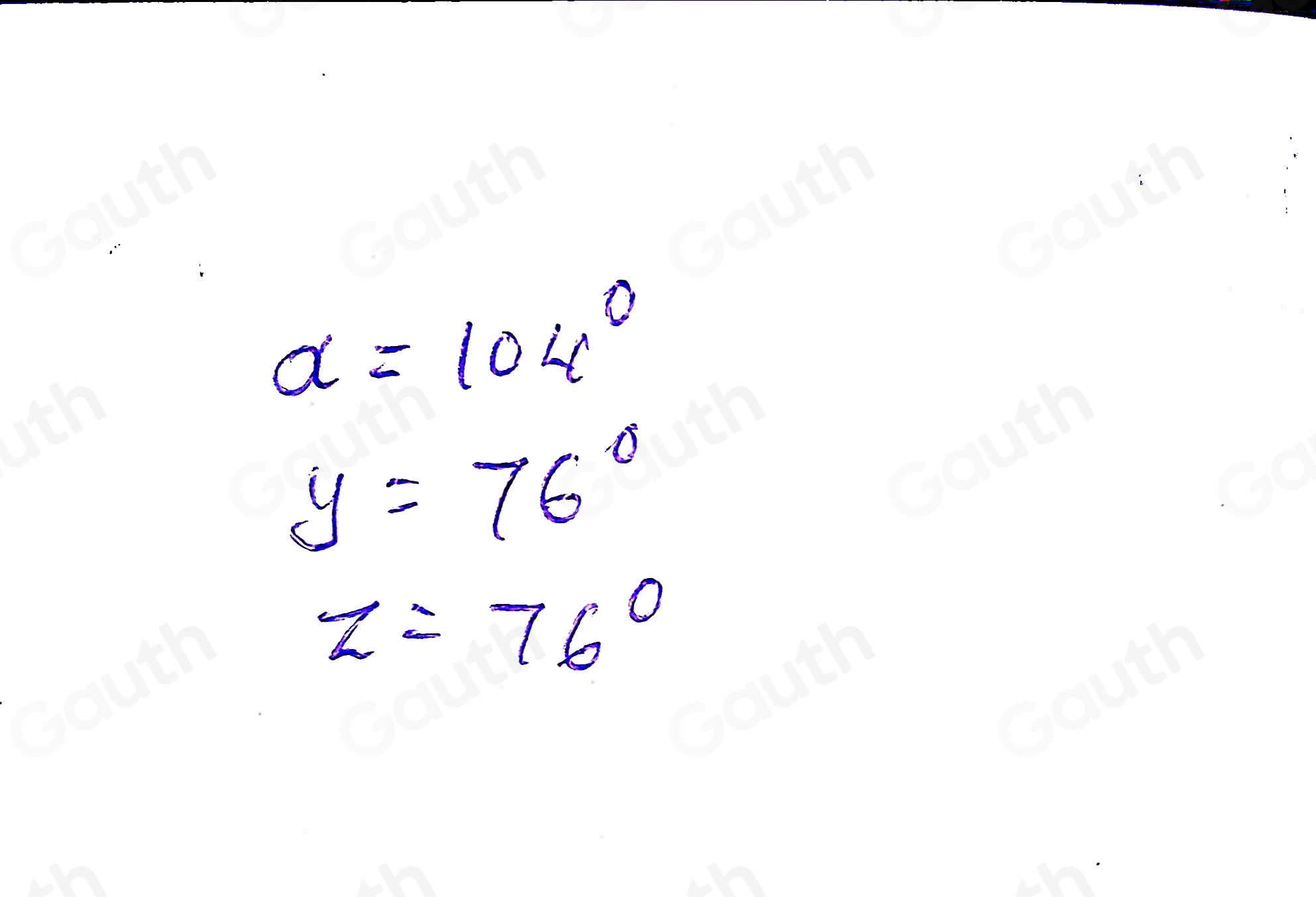 Solved: Find the sizes of angles x, y and z. Give a reason for each of ...