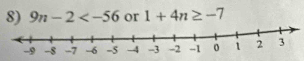 9n-2 or 1+4n≥ -7