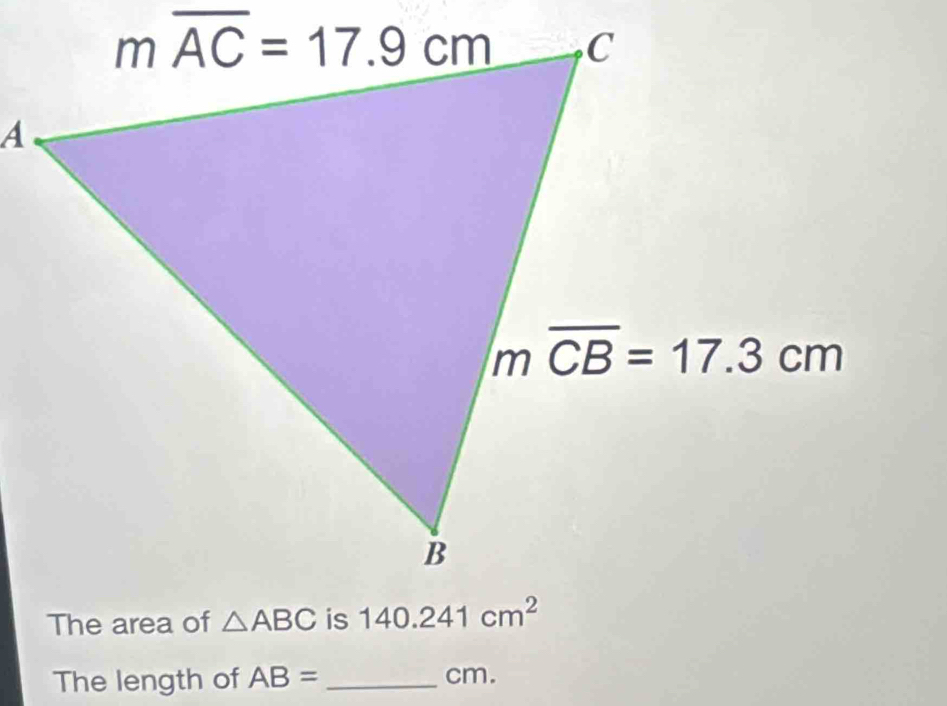 The length of AB= _cm.