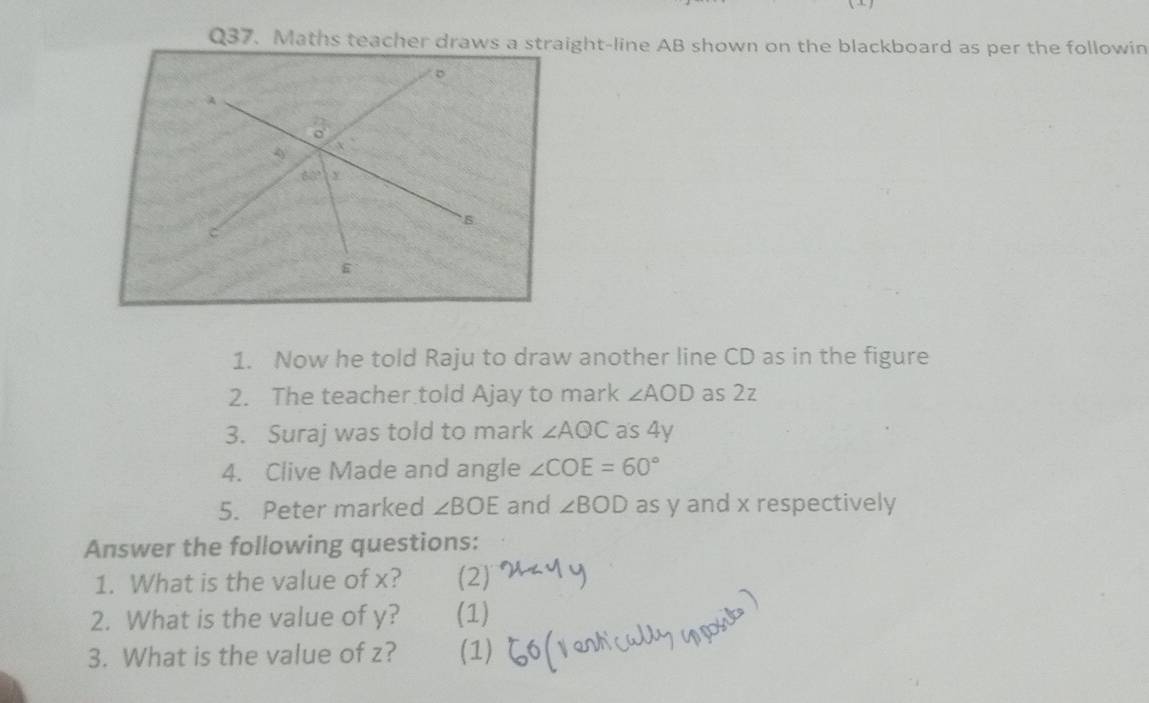 Solved: Maths teacher draws a straight-line AB shown on the blackboard ...