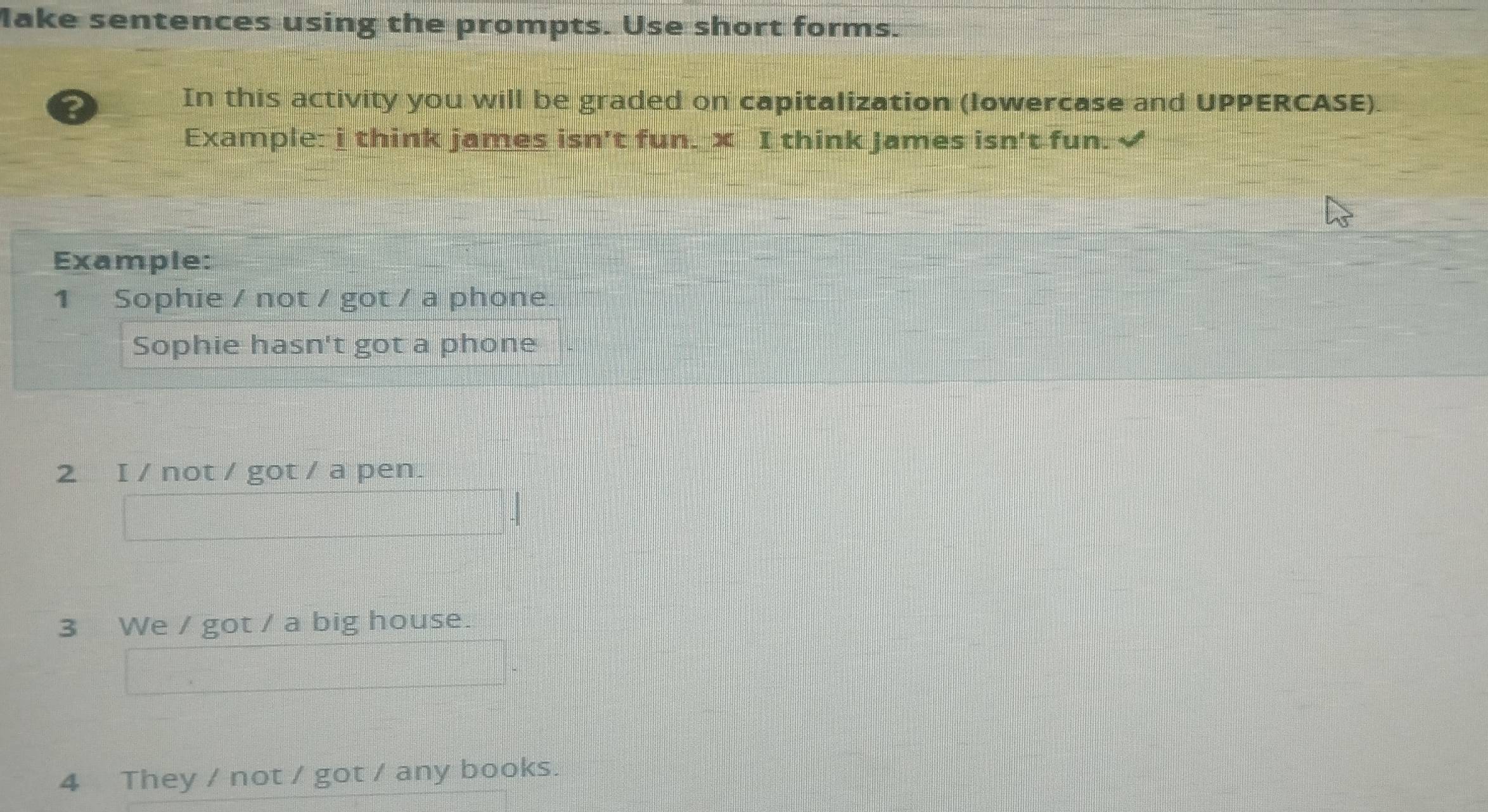 Resuelto:Make sentences using the prompts. Use short forms. ? In this ...