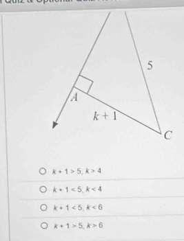 k+1>5,k>4
k+1<5,k<4</tex>
k+1<5,k<6</tex>
k+1>5,k>6