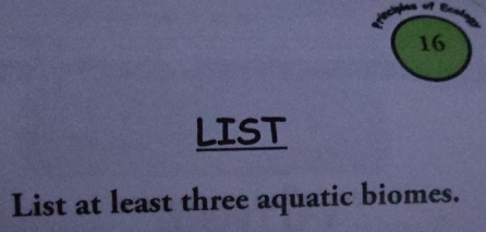 LIST 
List at least three aquatic biomes.