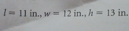 l=11 in., w=12 in., h=13 in.