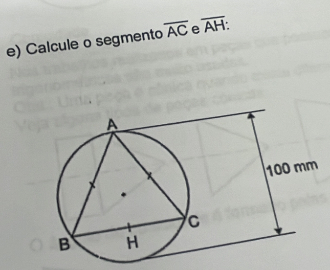 Calcule o segmento overline AC e overline AH :